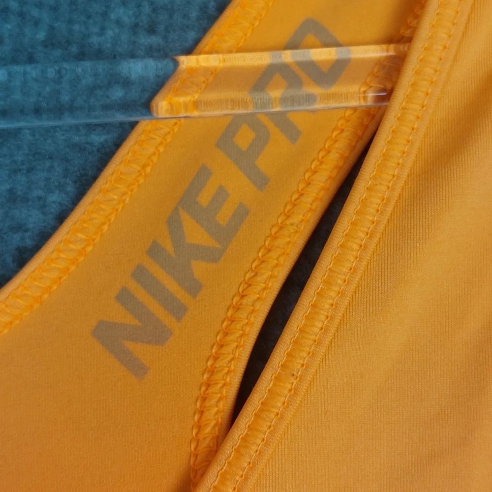 NIKE PRO WOMENS BRIGHT ORANGE GRAY RACERBACK SCOOP NECK ATHLETIC TANK TOP SIZE L
